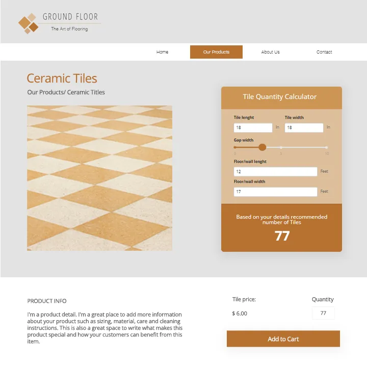 Product quantity calculator for e-store