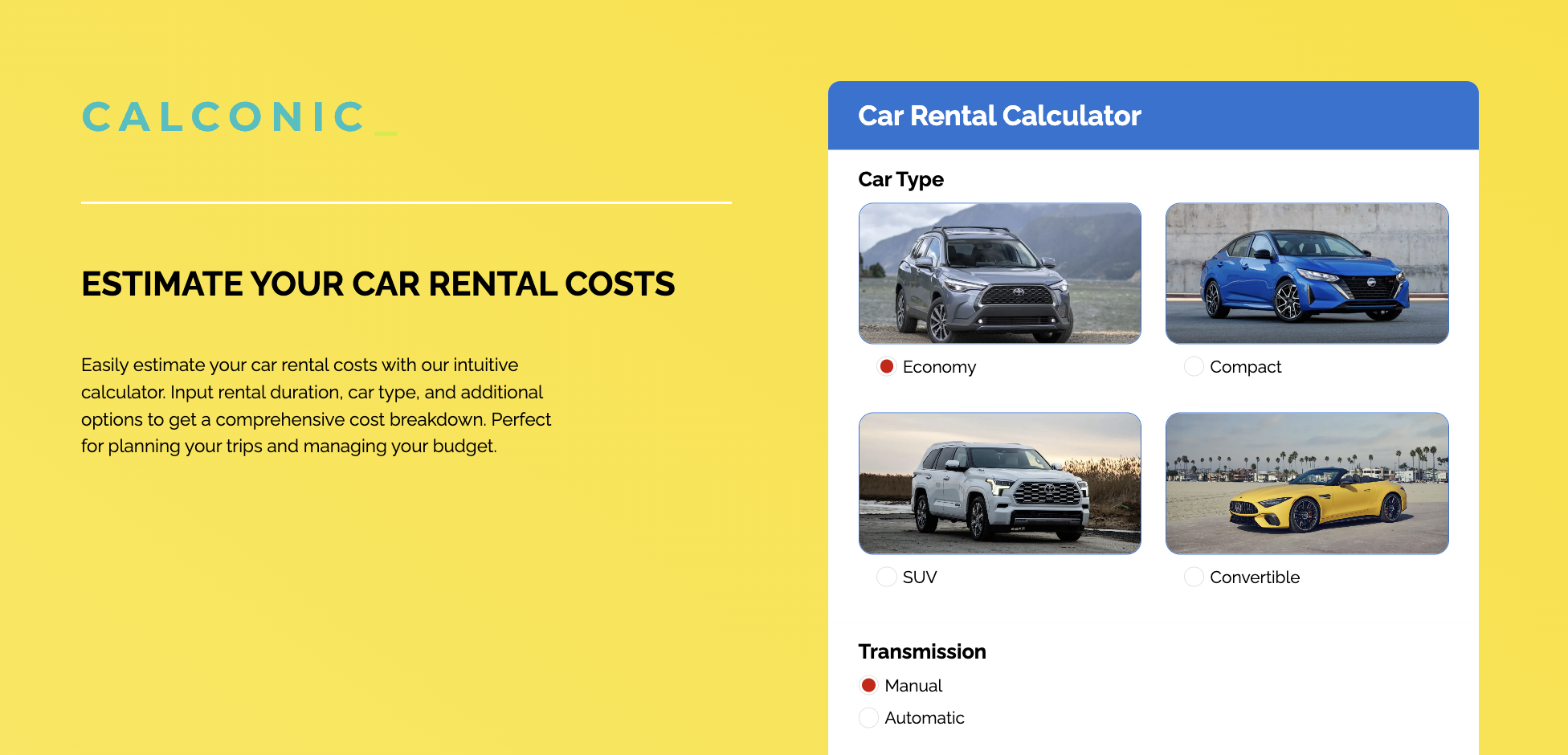 Interactive calculator with images