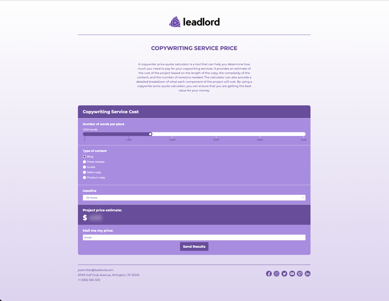 Calculator one-pager example