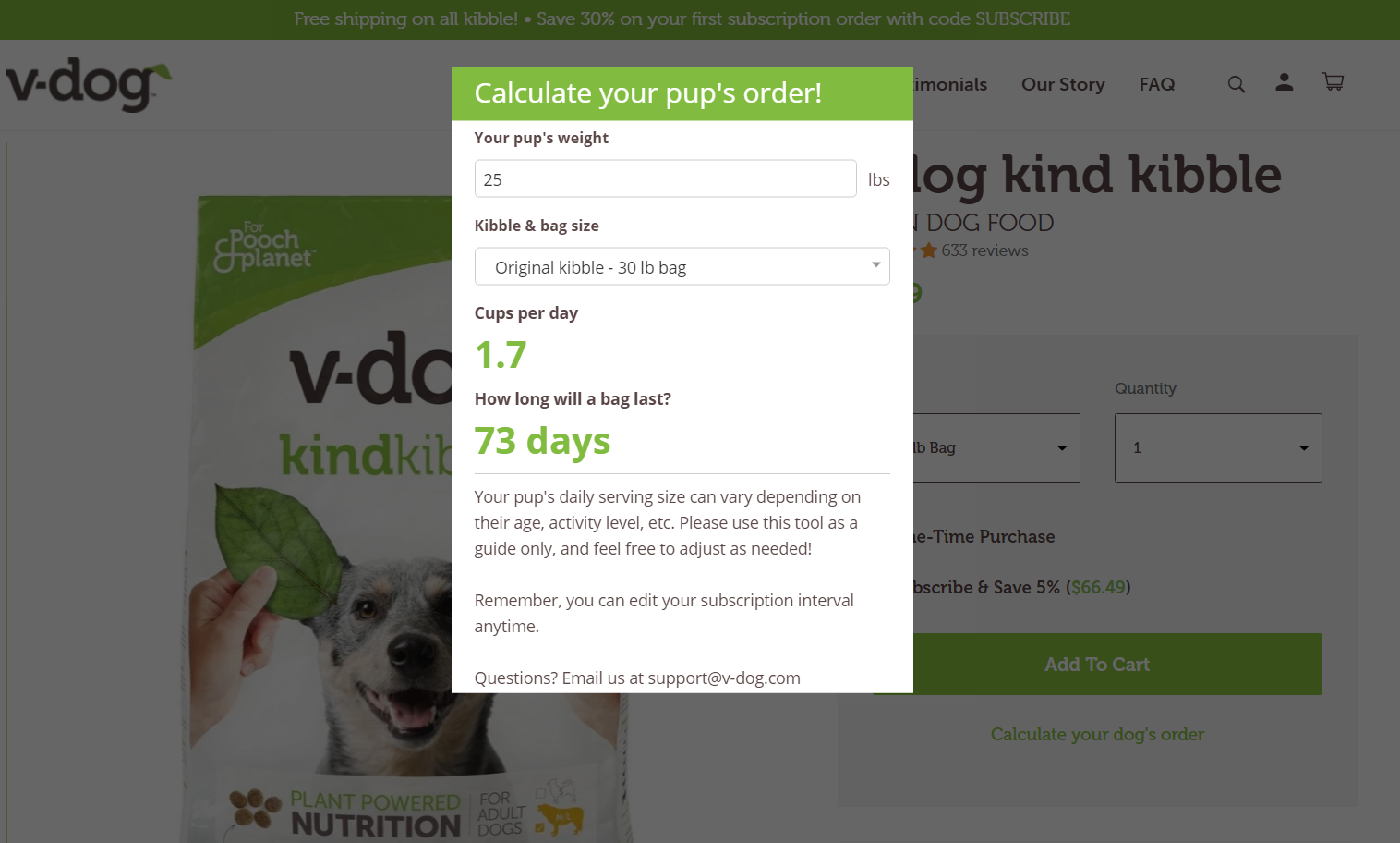 Quantity calculator V-Dog