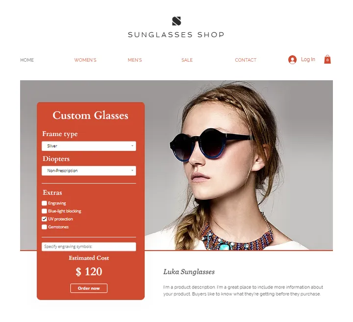 Custom product calculator for online store