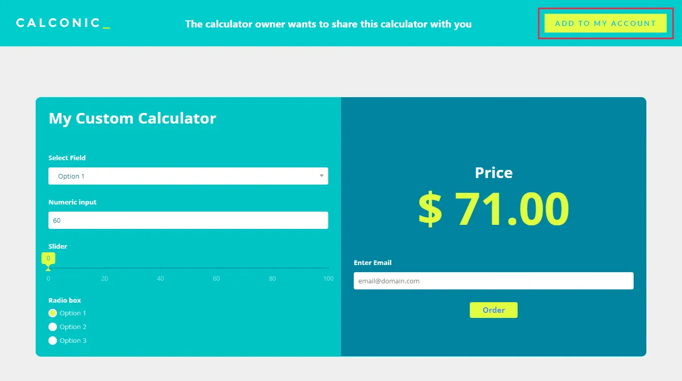 Transfer your calculator to other Calconic accounts