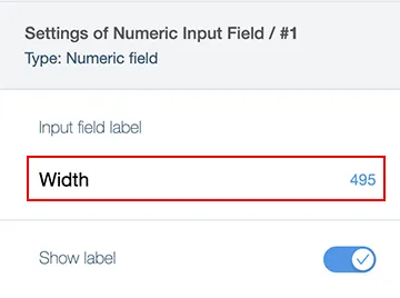 Label of the numeric input field